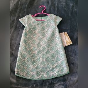 Disney Girls Aqua Sequin Mermaid Scale Dress